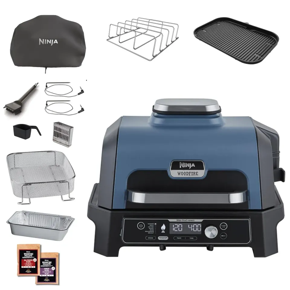 Ninja Woodfire Pro Connect XL BBQ Smoker-Grill Blau Schwarz
