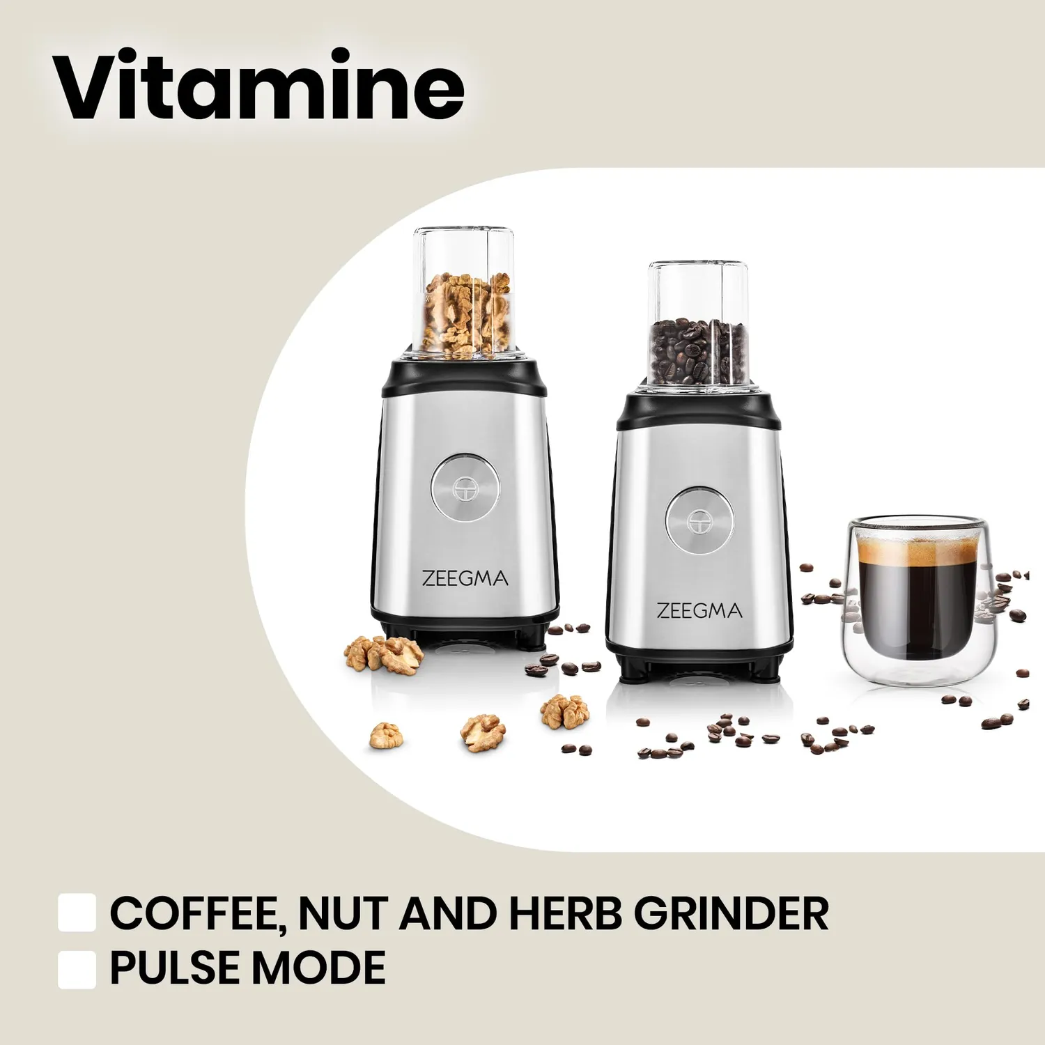 Zeegma Vitamine 4-in-1 Standmixer 1050W 1L mit Trinkflaschen
