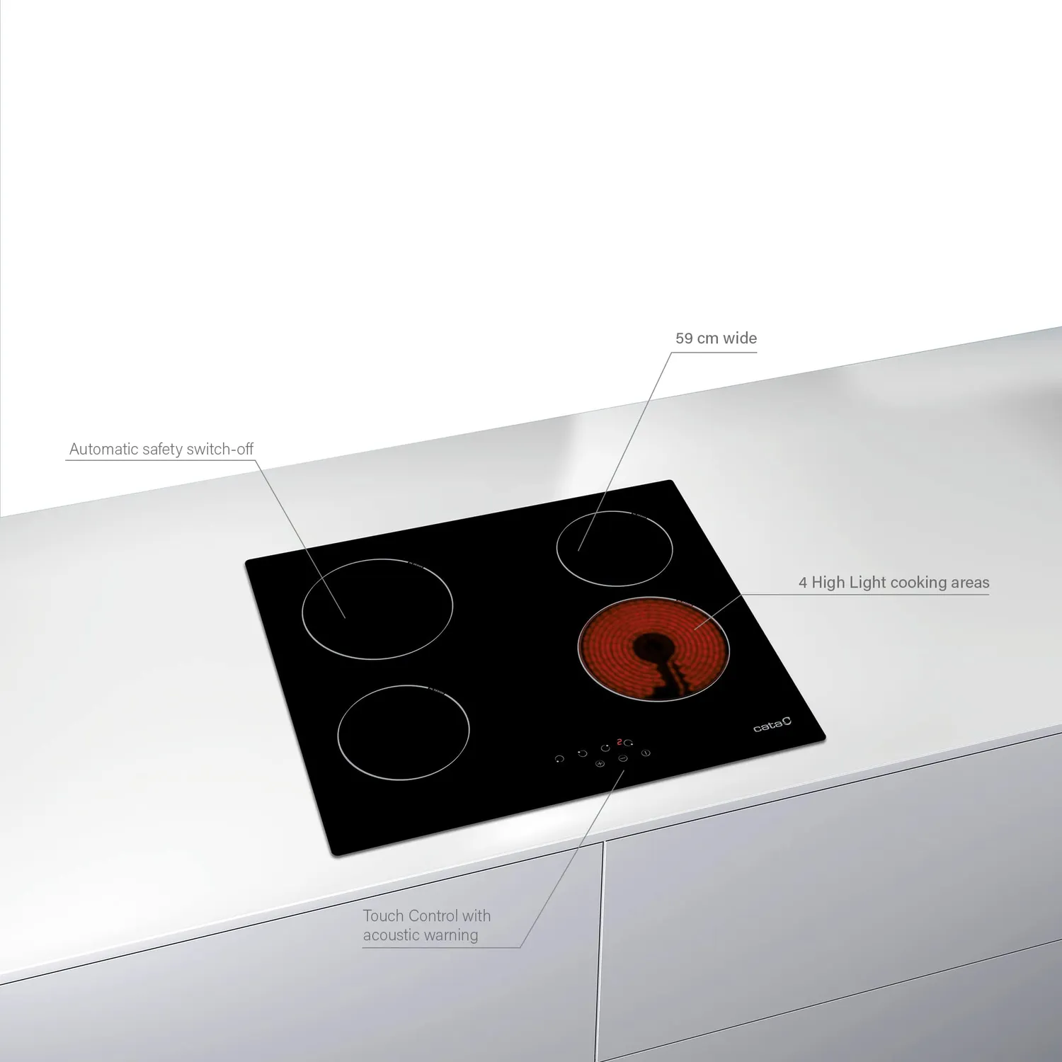 Cata TN 604 Cerankochfeld 60 cm 4 Zonen 6 kW Touch