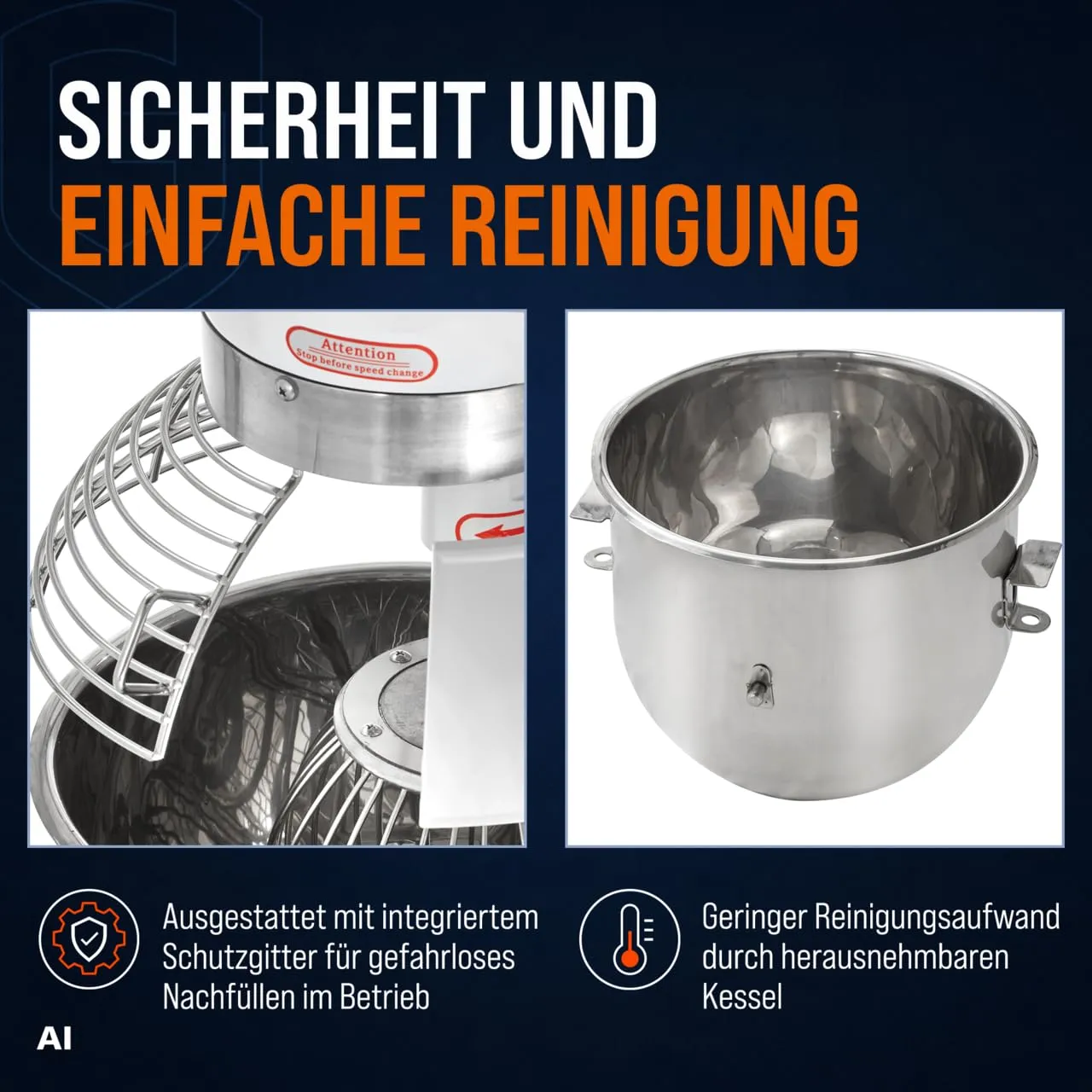 GastroHero Planetenrührwerk 20L Teigknetmaschine 0,75 kW