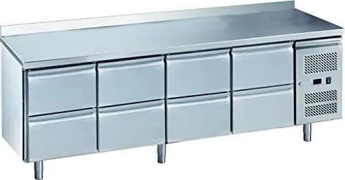 GastroHero ECO 0/8 Kühltisch Aufkantung 8 Schubladen GN 1/1