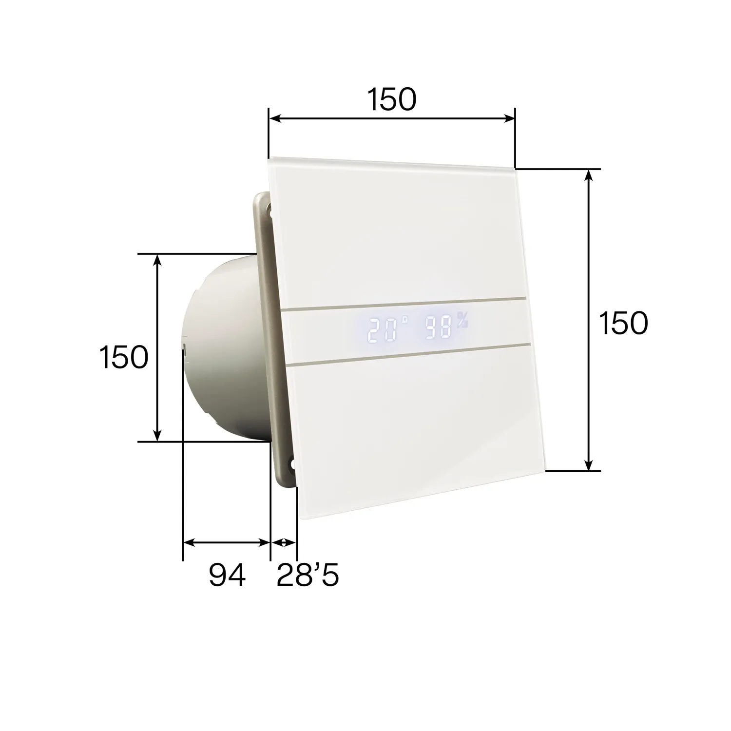 Cata E-100 GTH Abluftventilator Bad 15cm Glas