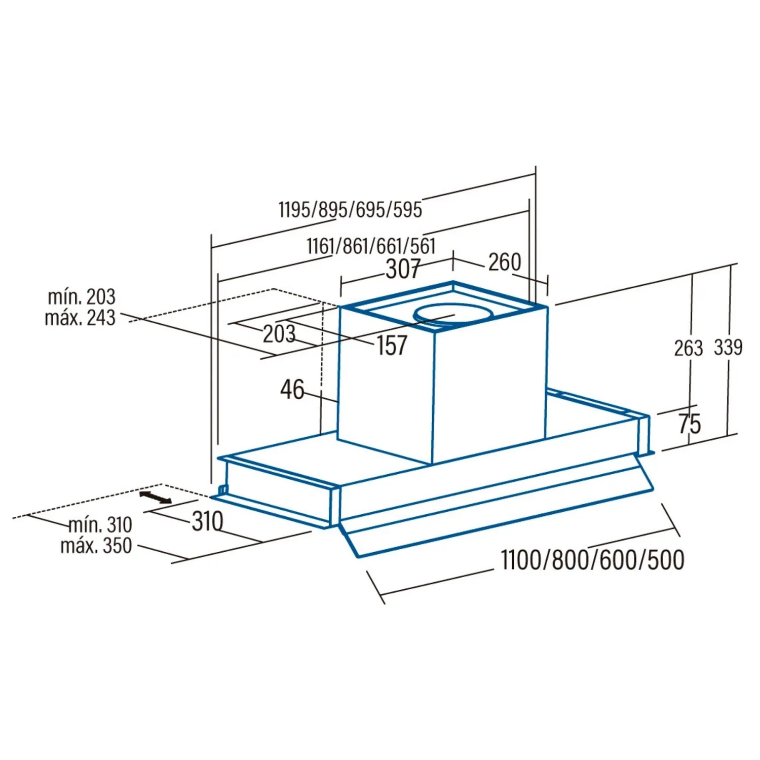 Cata Corona X 90 Einbau-Dunstabzugshaube Edelstahl 90 cm
