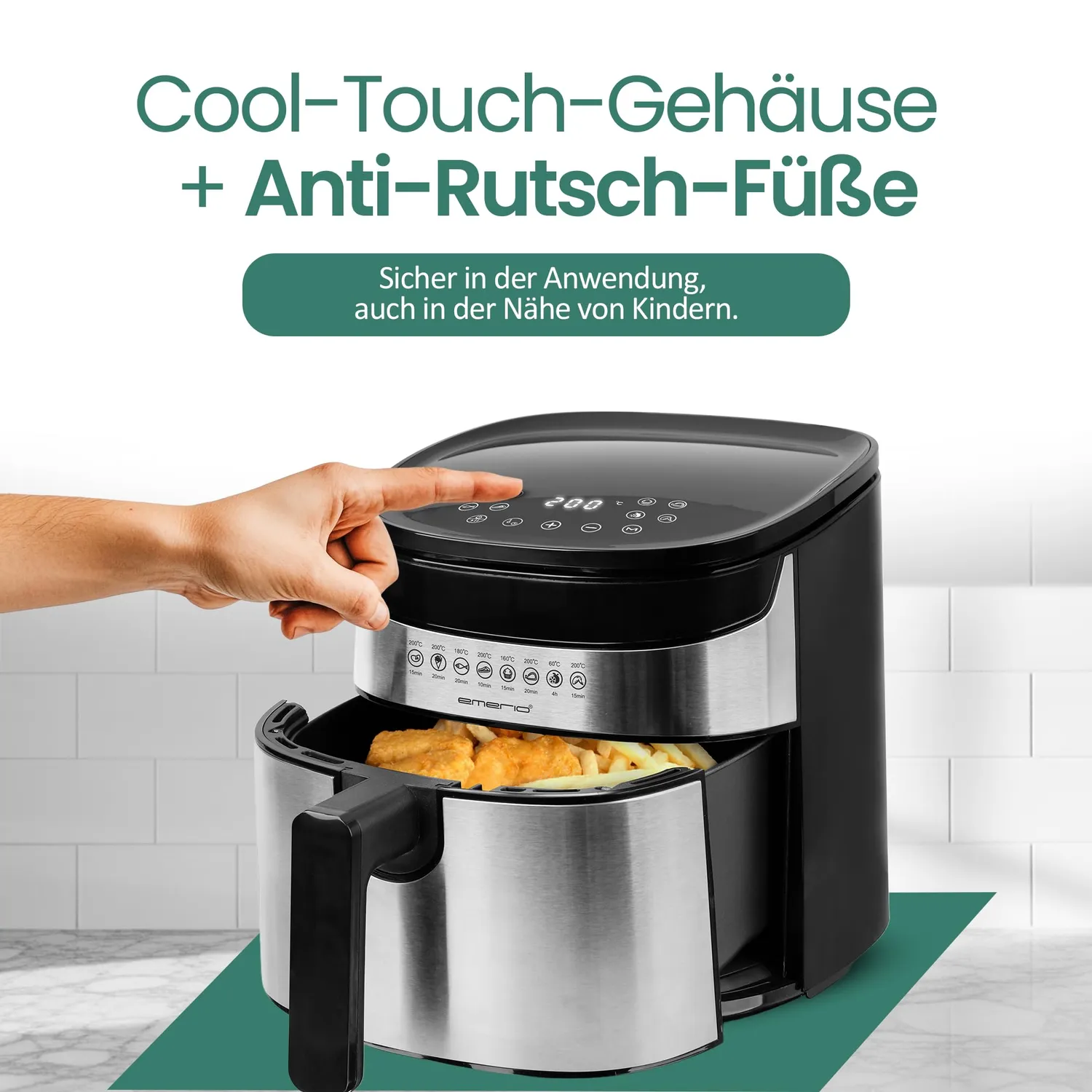 Emerio AF-129084 Heißluftfritteuse 4,5L INOX 1300W