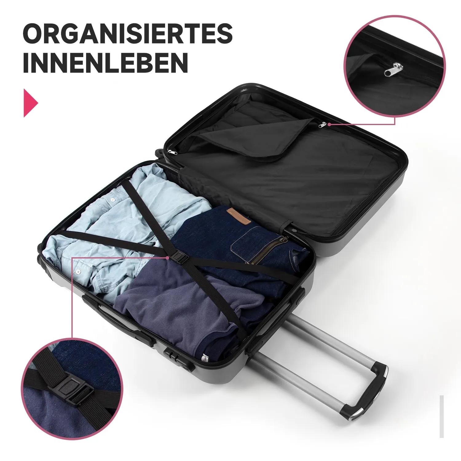 HOMELUX HL092 Kofferset 3tlg Hartschale silber ABS