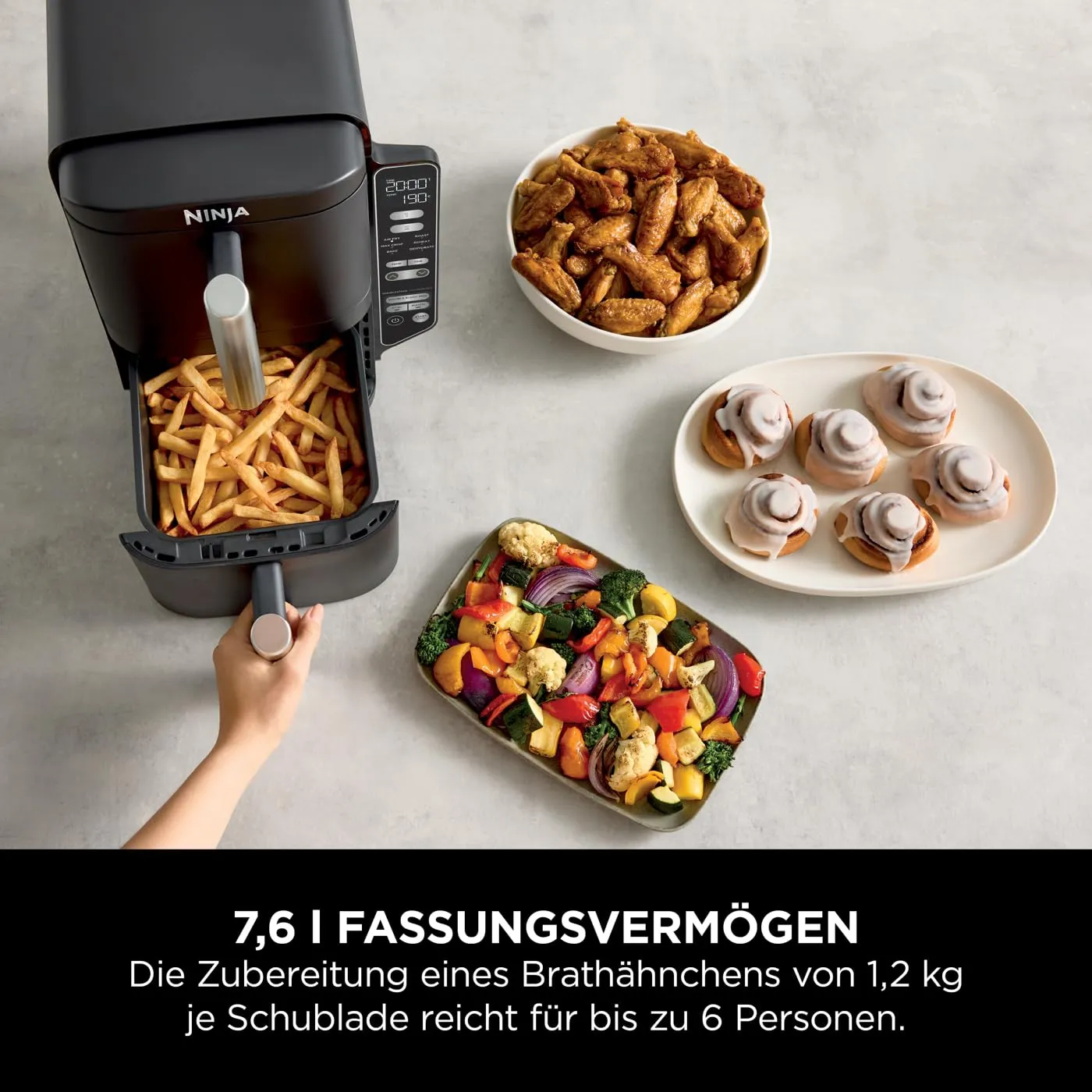 Ninja Double Stack Heißluftfritteuse 7,6L Schwarz 6 Portionen