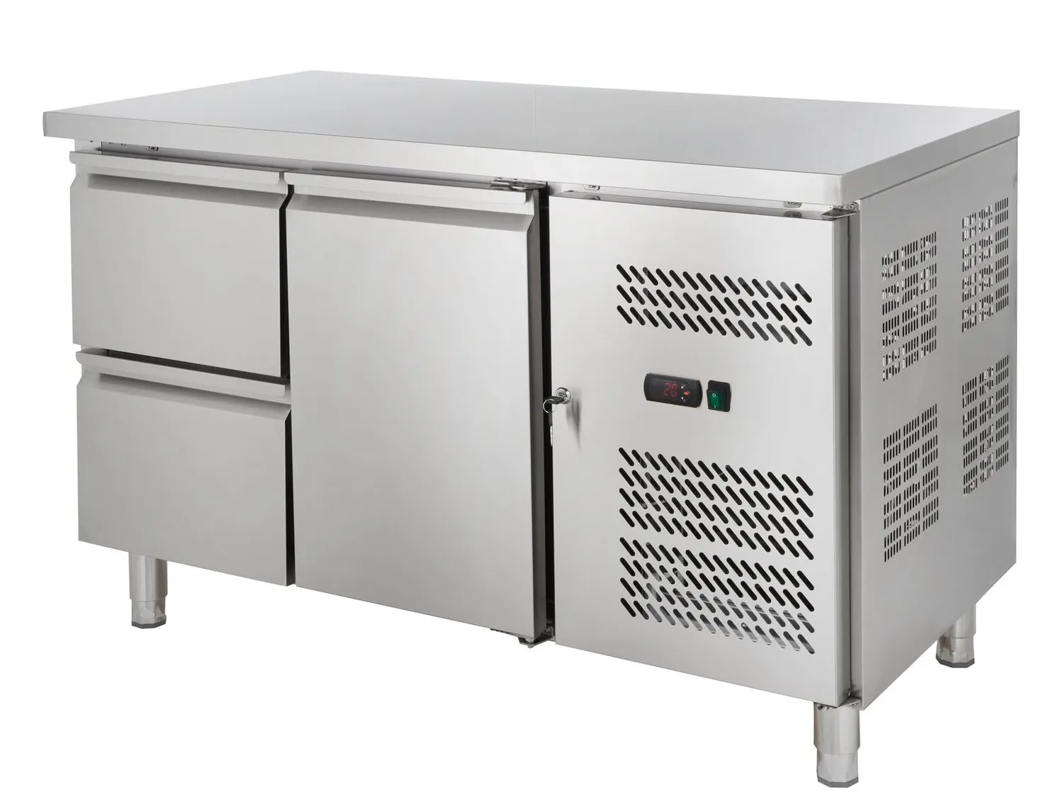GastroHero GNH2120TN Kühltisch 214 L 1 Tür 2 Schubladen