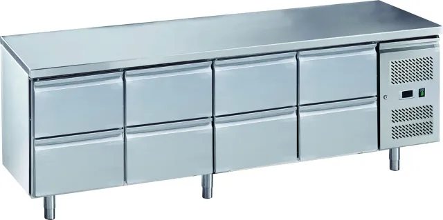 GastroHero ECO 0/8 Kühltisch 8 Schubladen Edelstahl GN 1/1