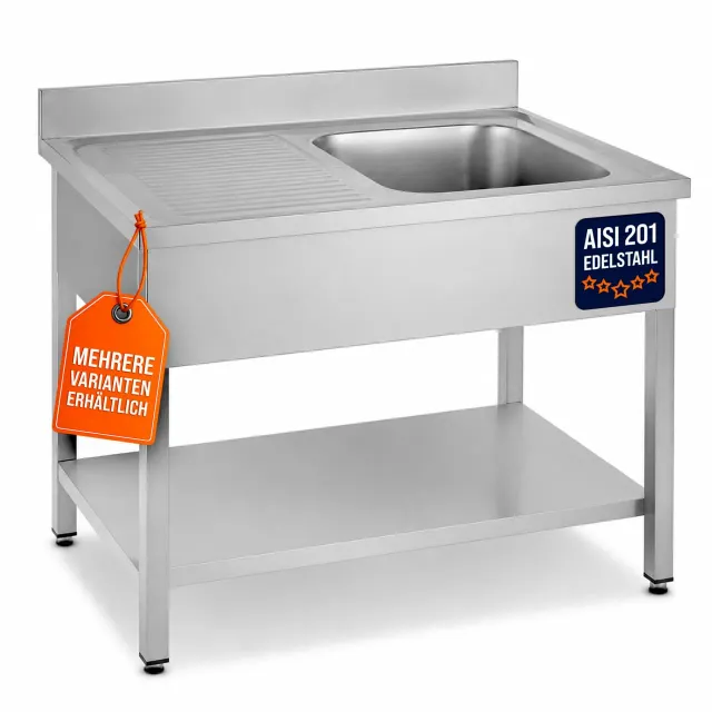 GastroHero SPT-BASIC10X7R Spültisch 100x70 cm Becken rechts