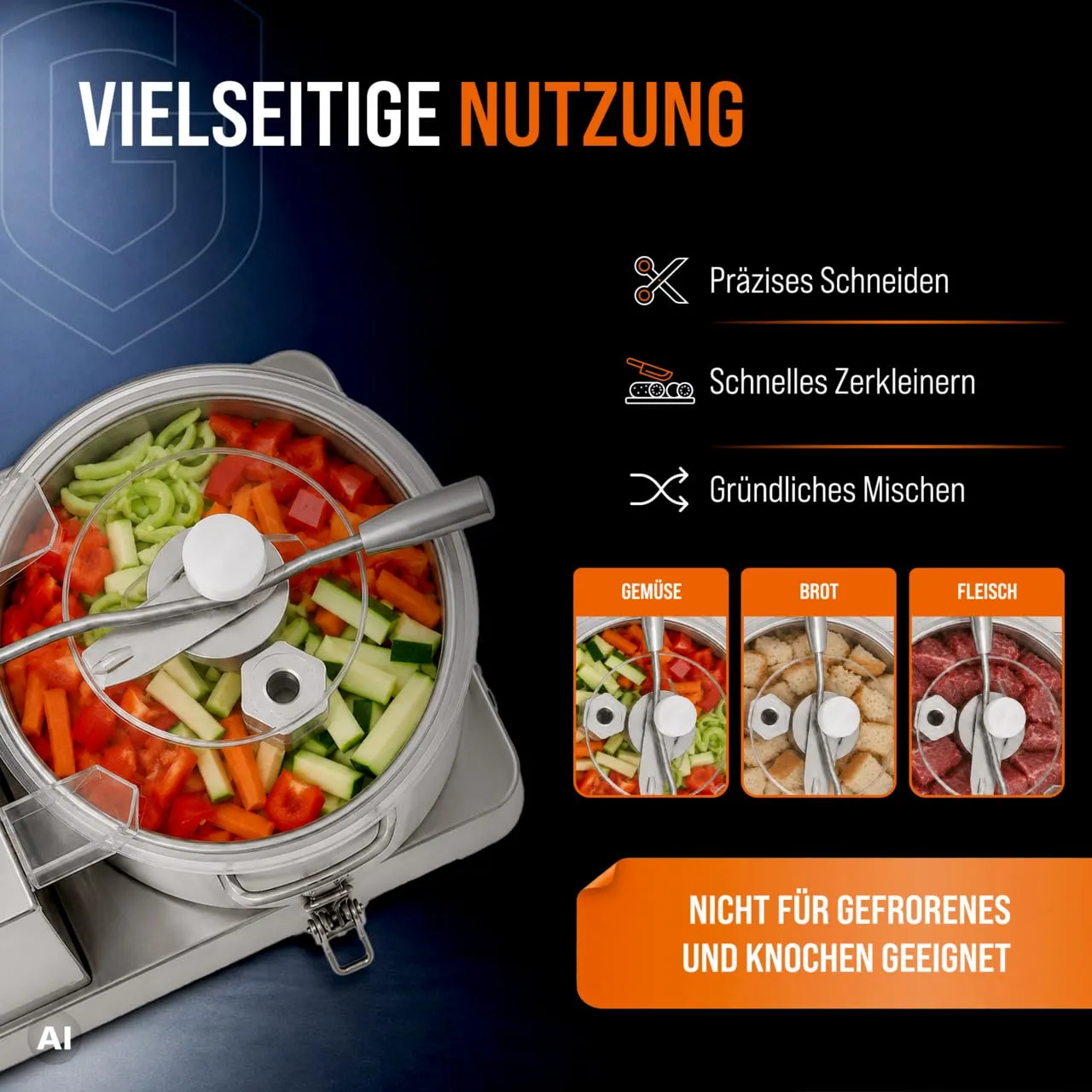GastroHero CU-ECO6 Kutter 6L Edelstahl Profi