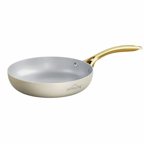 HOMELUX Keramikpfanne 20cm Induktion Antihaft 1L Goldgriff