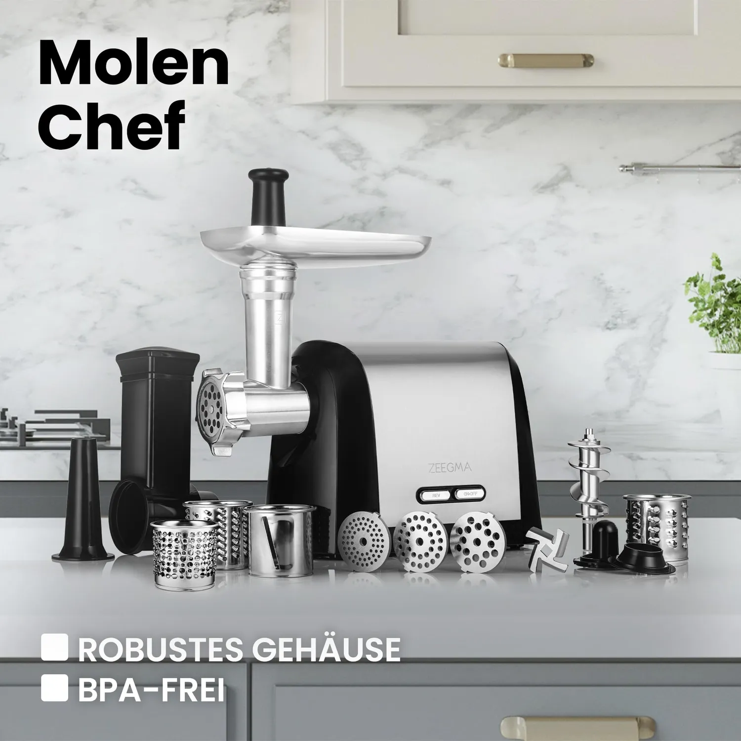 Zeegma Molen Chef Fleischwolf Silber 1900 W 3 kg/min