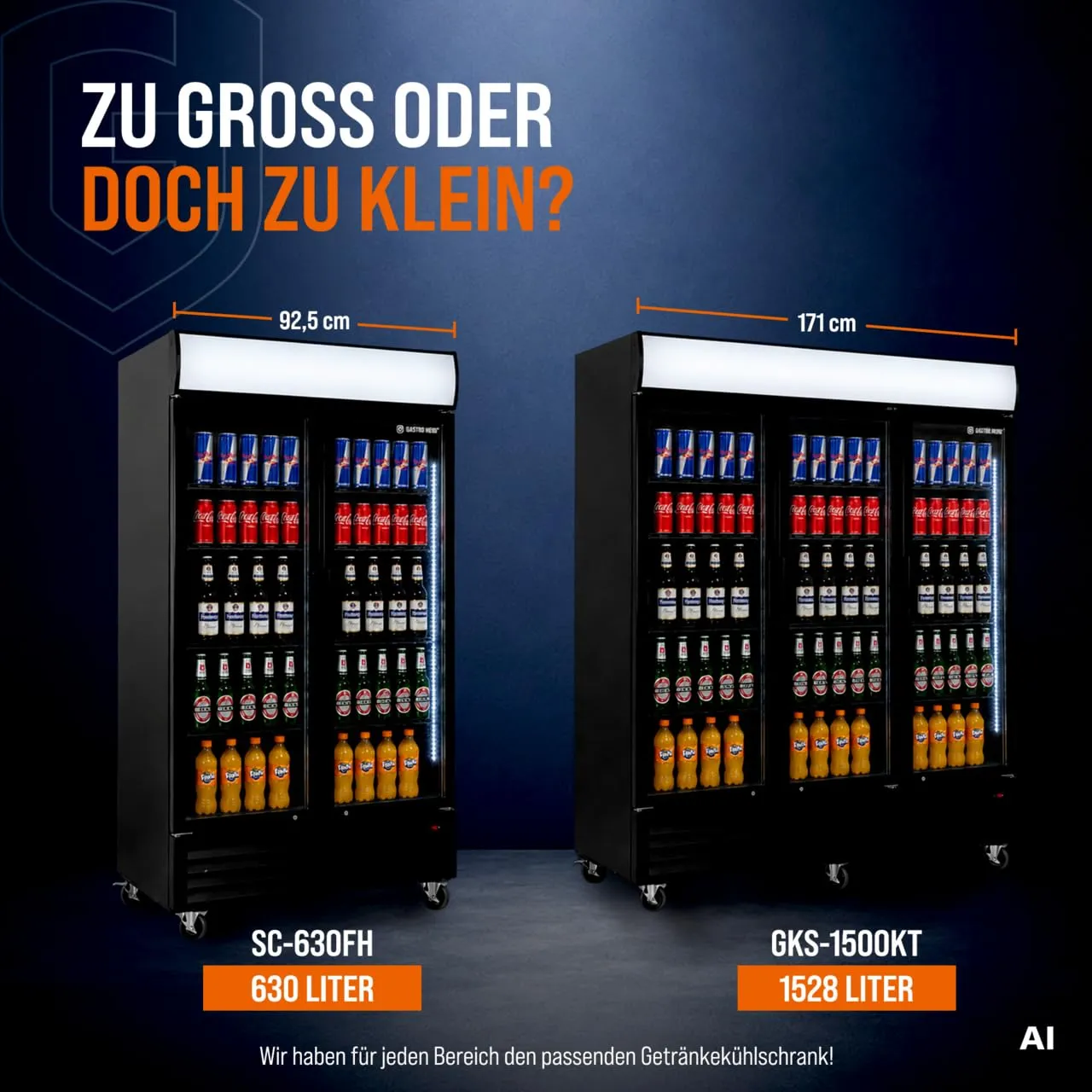 GastroHero SC-630FH Getränkekühlschrank 630 L Klapptüren