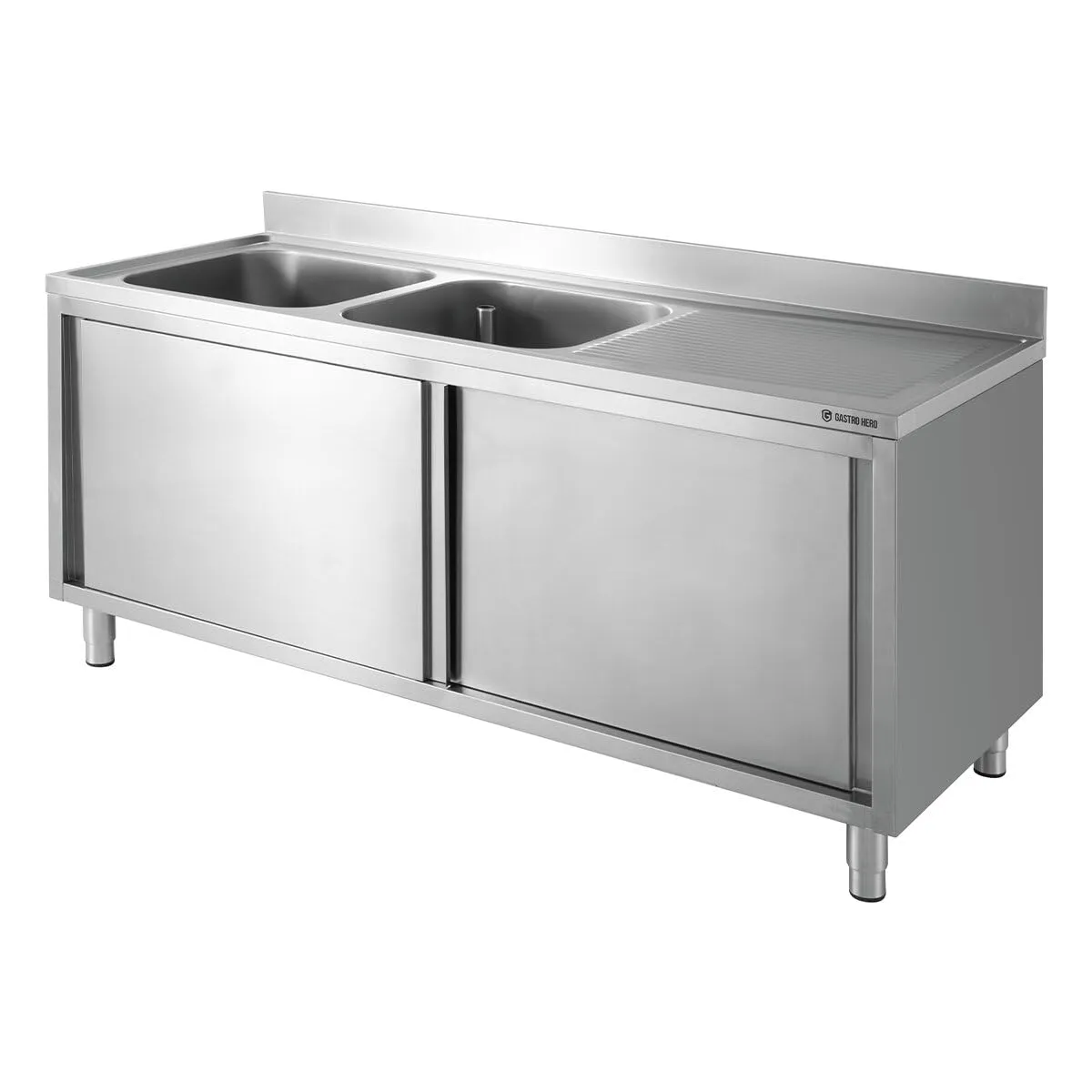 GastroHero Eco 18x7 Spülschrank 2 Becken links Edelstahl