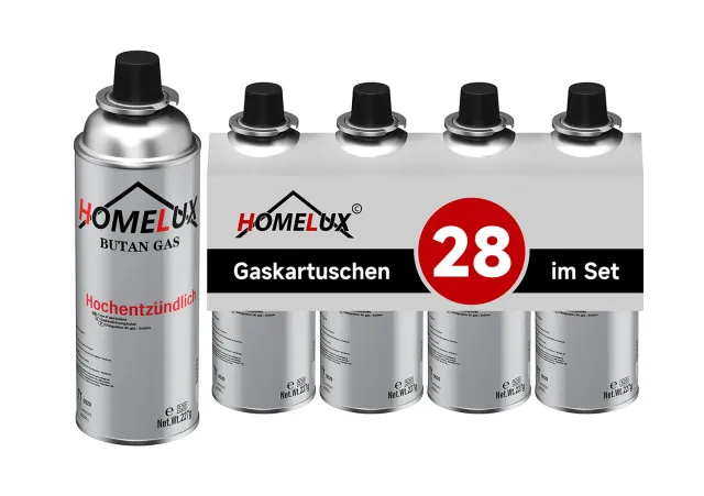 HOMELUX Gaskartuschen 227g Butan 28er Pack selbstdichtend