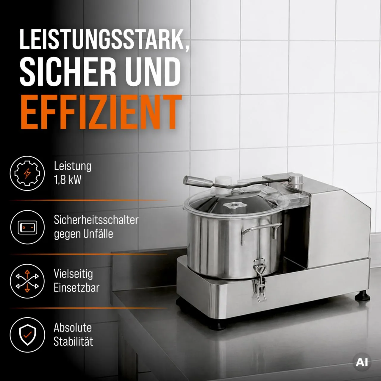 GastroHero CU-ECO6 Kutter 6L Edelstahl Profi