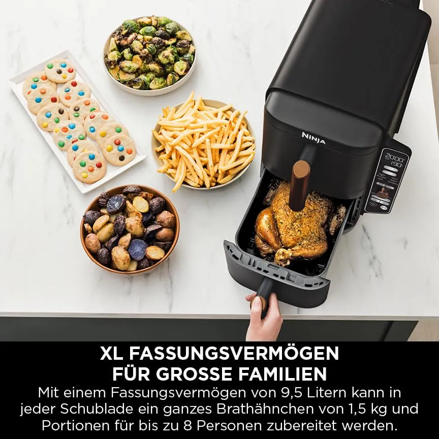 Ninja Double Stack XL Heißluftfritteuse 9,5L Schwarz-Kupfer