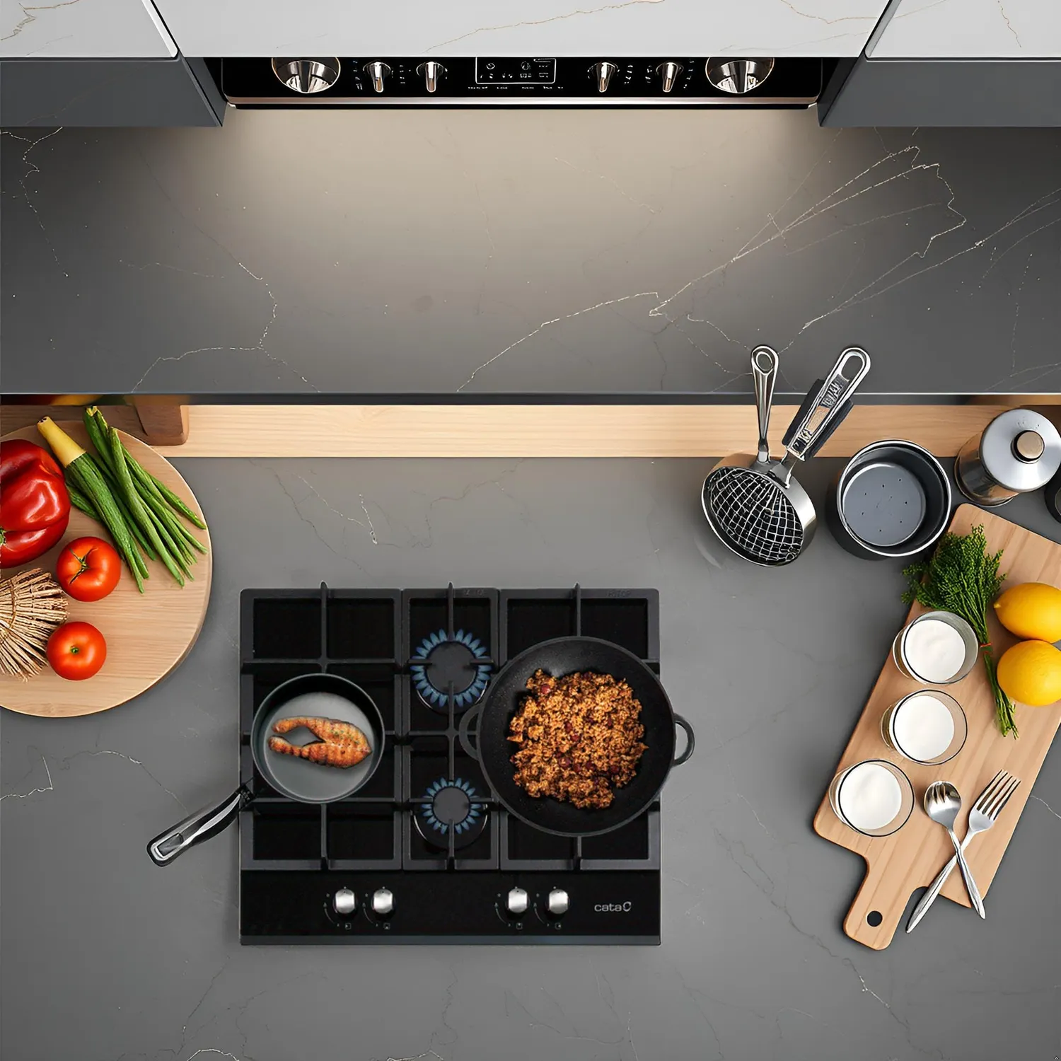 CATA LCI 6031 BK Gaskochfeld 64 cm schwarz 4-flammig