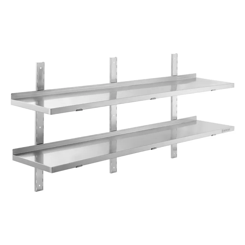 GastroHero Wandregal doppelt Wandbord 200x30 Edelstahl