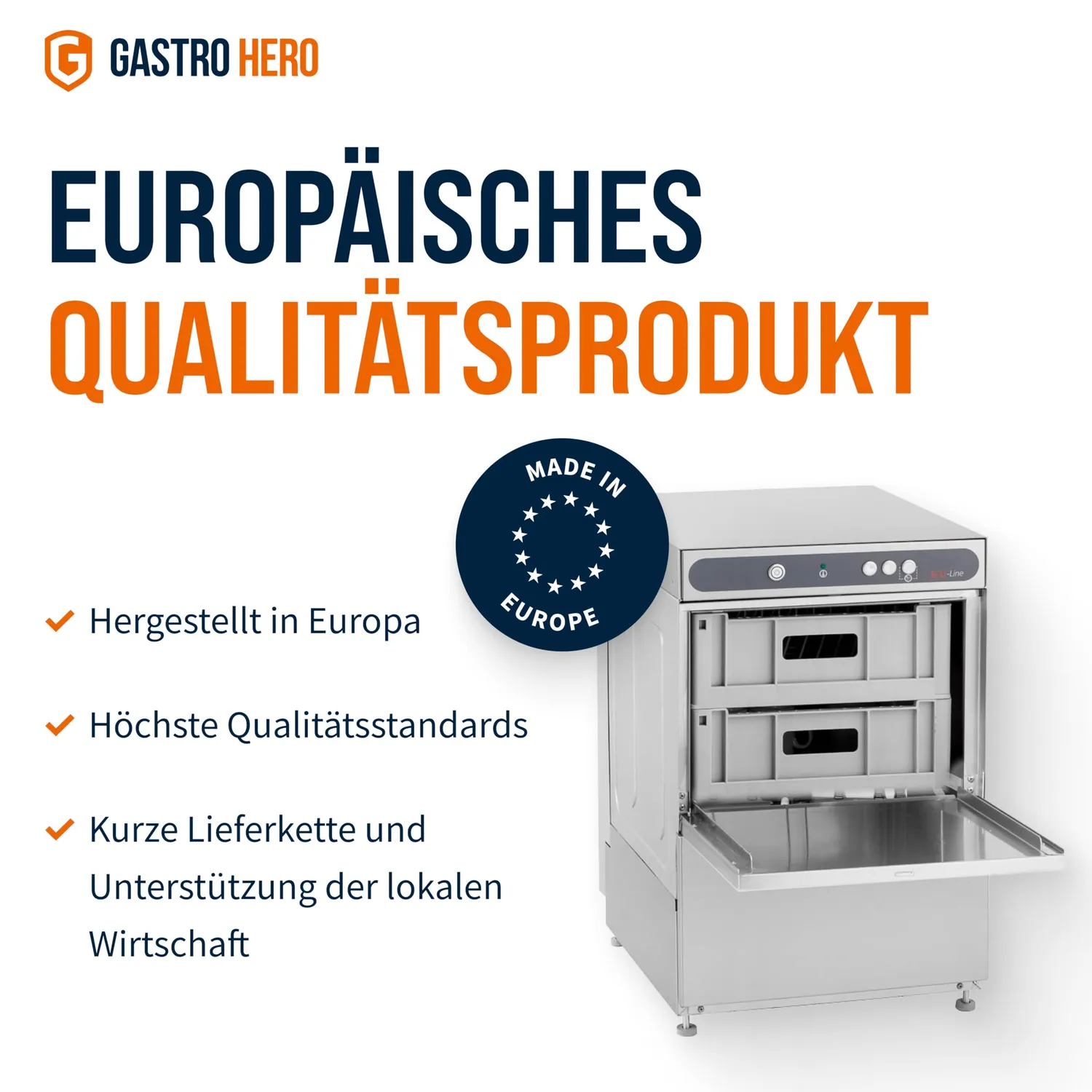 GastroHero Eco 35 Gläserspülmaschine 230V 350mm Korb