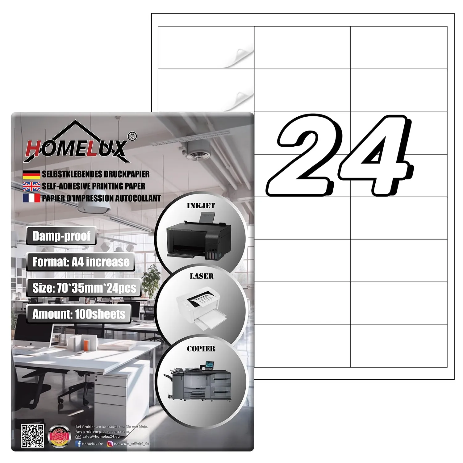 HOMELUX Etiketten selbstklebend 19,9x14,3mm 300 Blatt matt