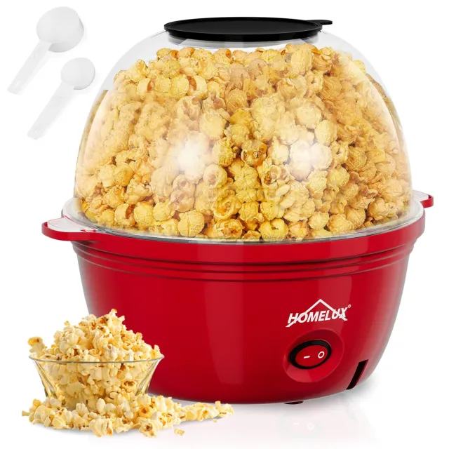 HOMELUX Mini Popcornmaschine 450W 2,5L Antihaft mit Messlöffel