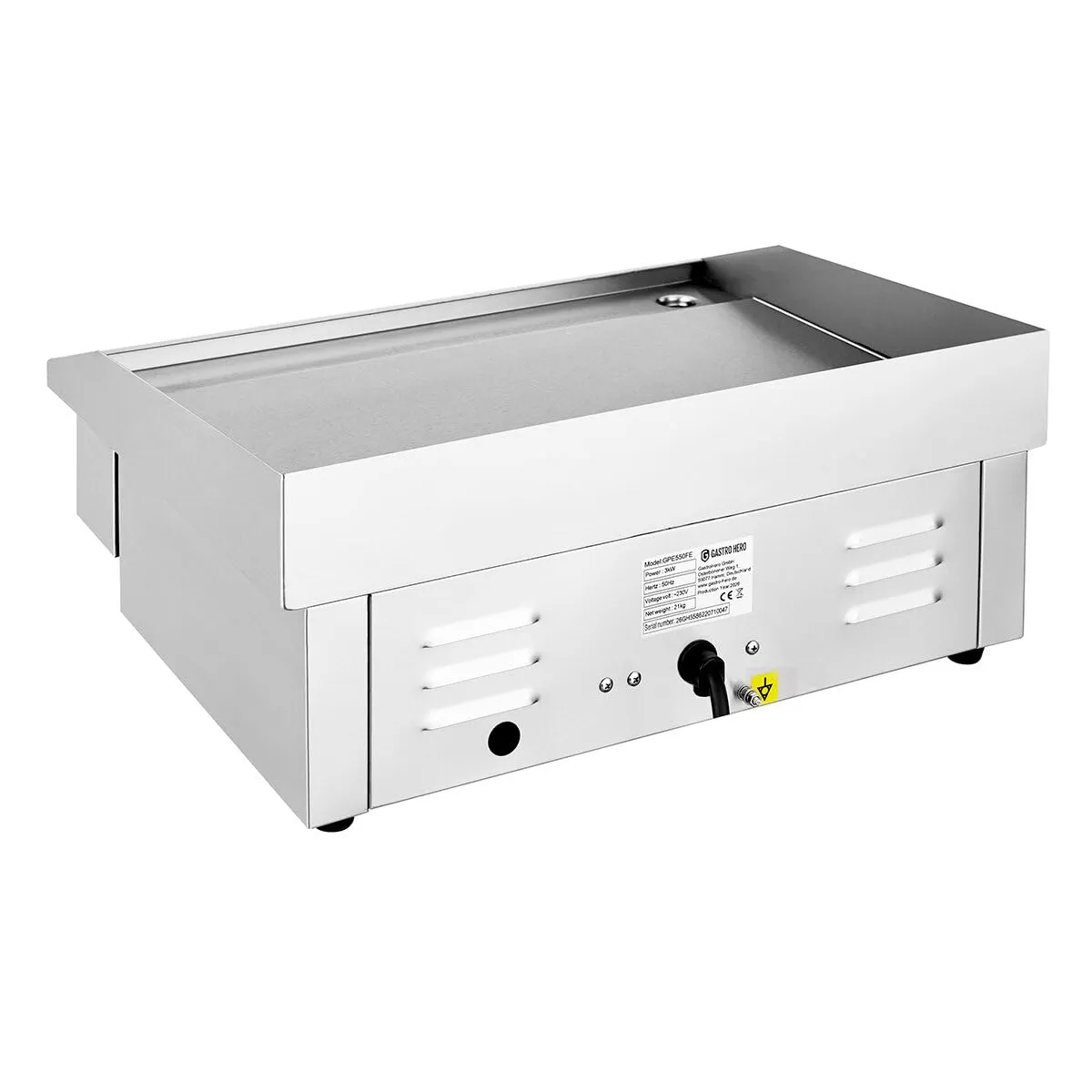 GastroHero GPE550FE Grillplatte glatt 3 kW Tischgerät