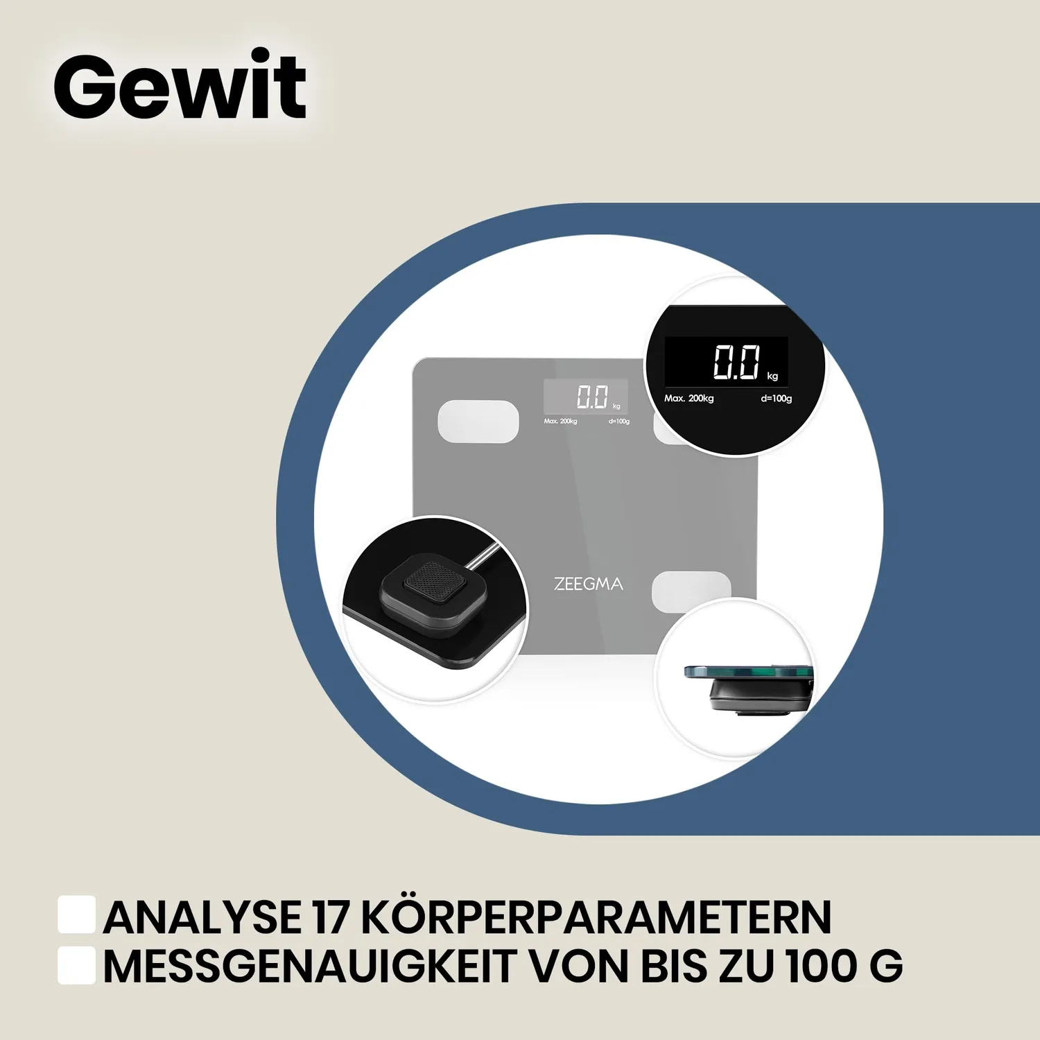 ZEEGMA Gewit Fittrack Personenwaage Weiß smart 200 kg