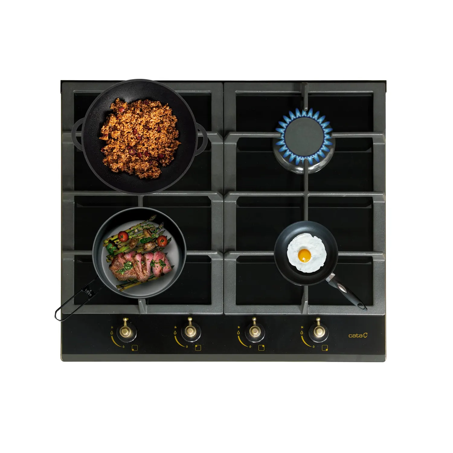 Cata RCI 631 BK Gaskochfeld 58 cm 8 kW Dreifachkrone