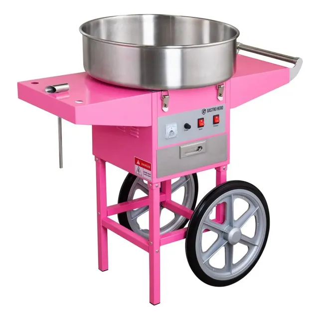 GastroHero Zuckerwattemaschine mit Wagen 1080 W Edelstahl