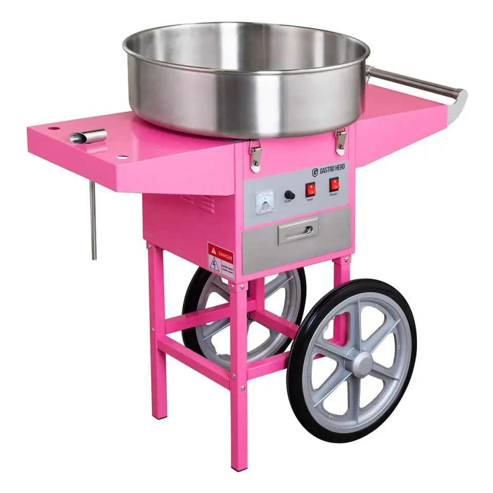 GastroHero Zuckerwattemaschine mit Wagen 1080 W Edelstahl