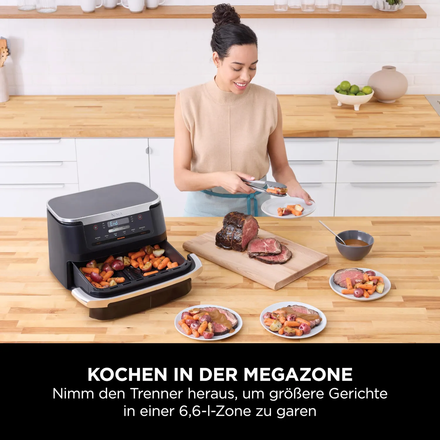 Ninja FlexDrawer Heißluftfritteuse 6,6 L schwarz 6-in-1 Dual