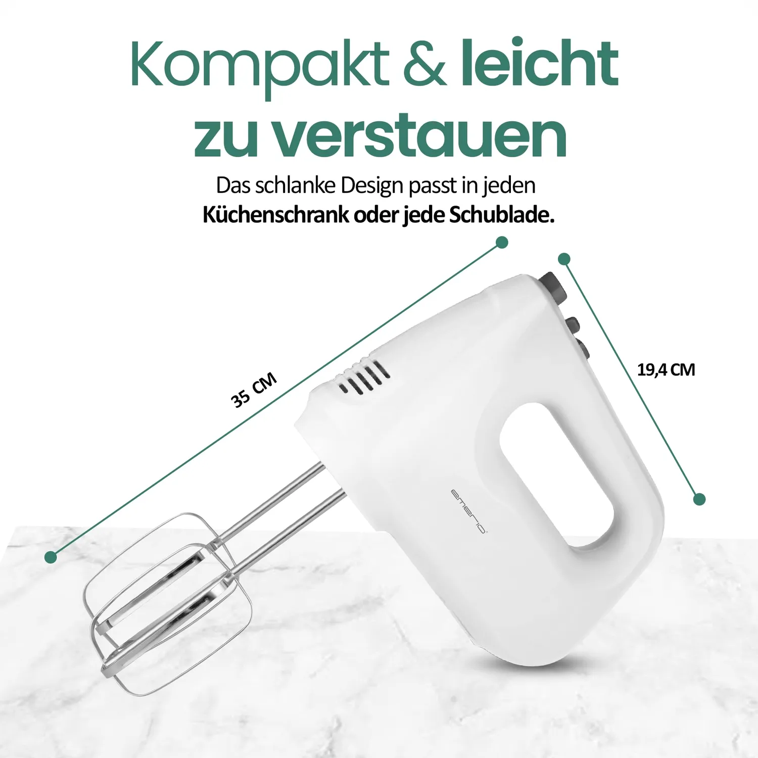 Emerio HM-124178 Handmixer 250W 6-Stufen mit Turbo