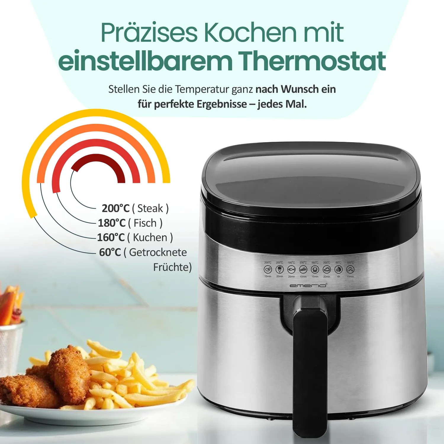 Emerio AF-129084 Heißluftfritteuse 4,5L INOX 1300W