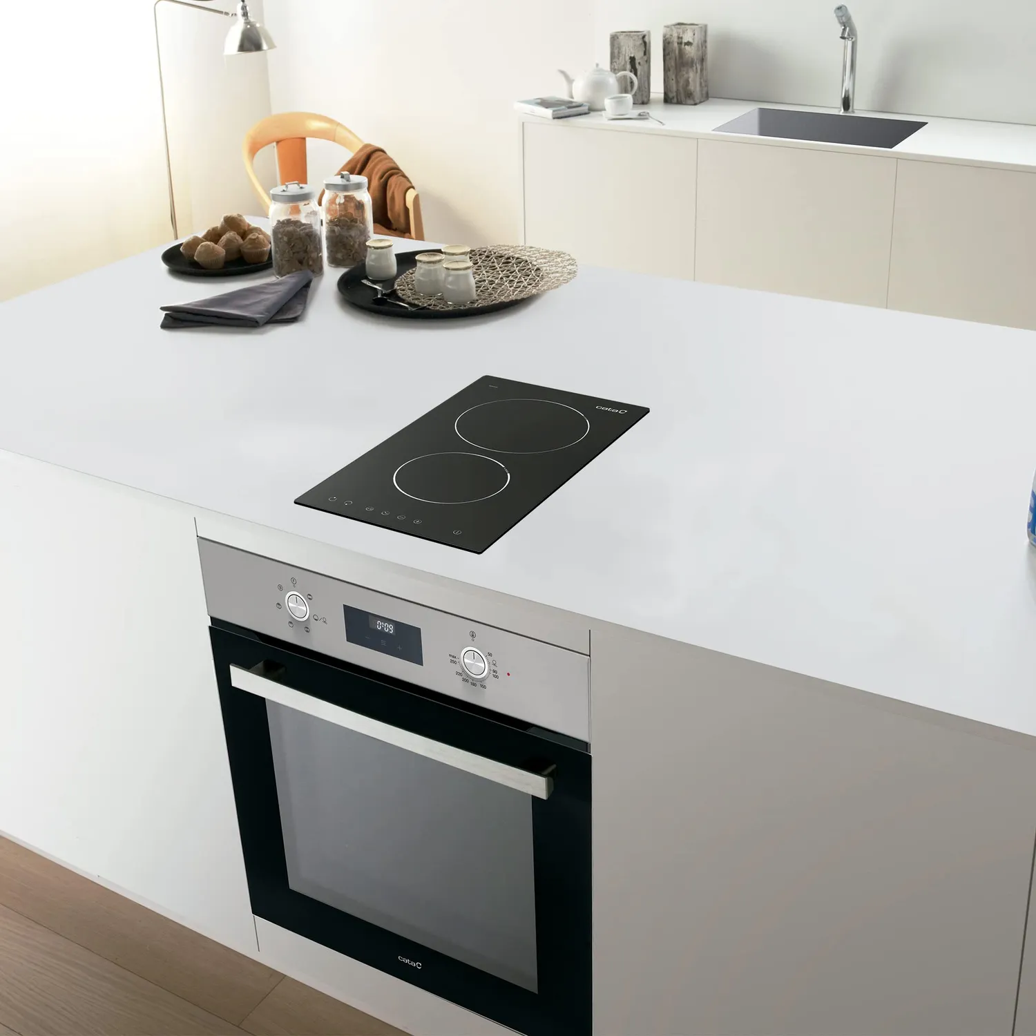 CATA T 3102 BK Glaskeramik-Kochfeld 30 cm Schwarz 2 Zonen