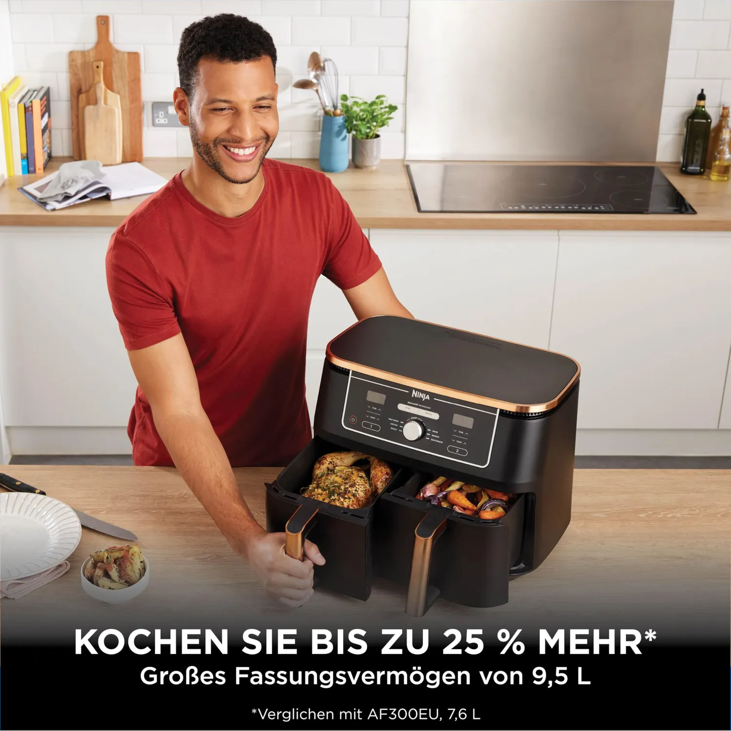 Ninja Foodi MAX AF400EUCP Heißluftfritteuse 9,5L Kupfer