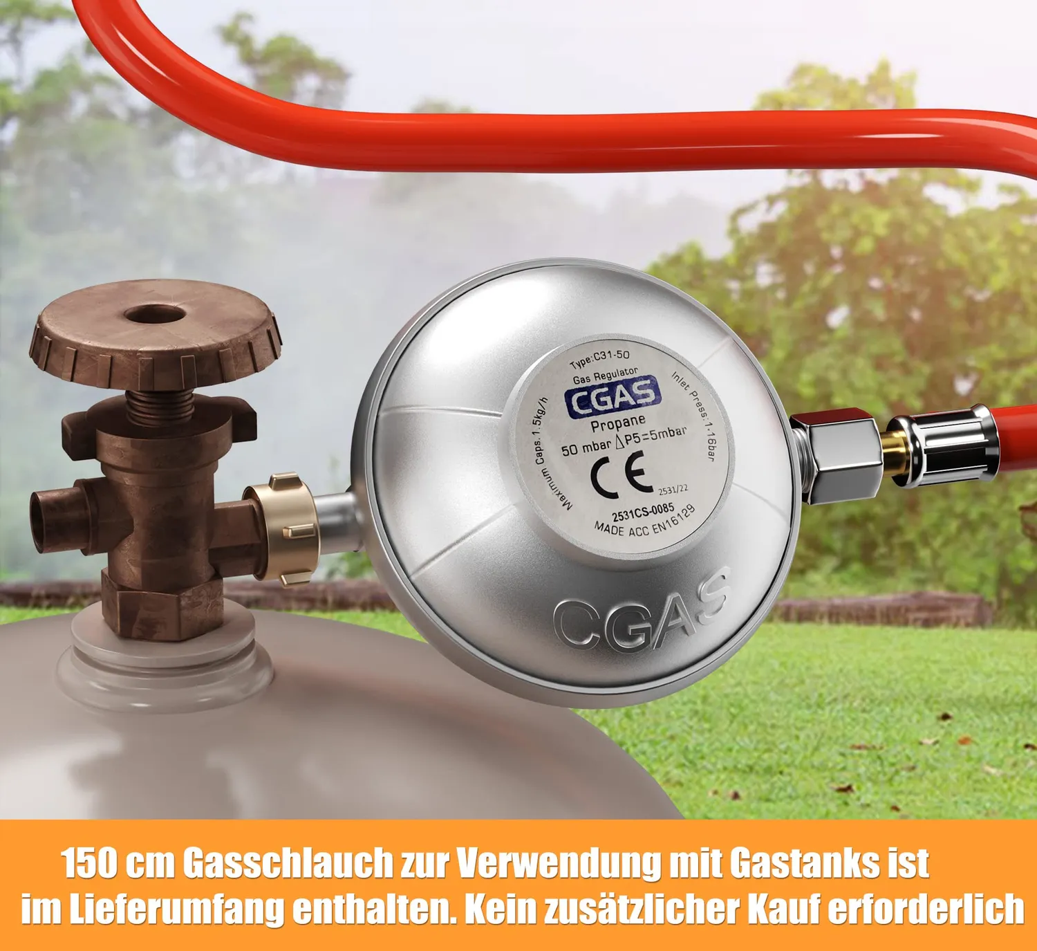 HOMELUX Campingkocher 4-flammig Gaskocher 6,2kW weiß mit Schlauch