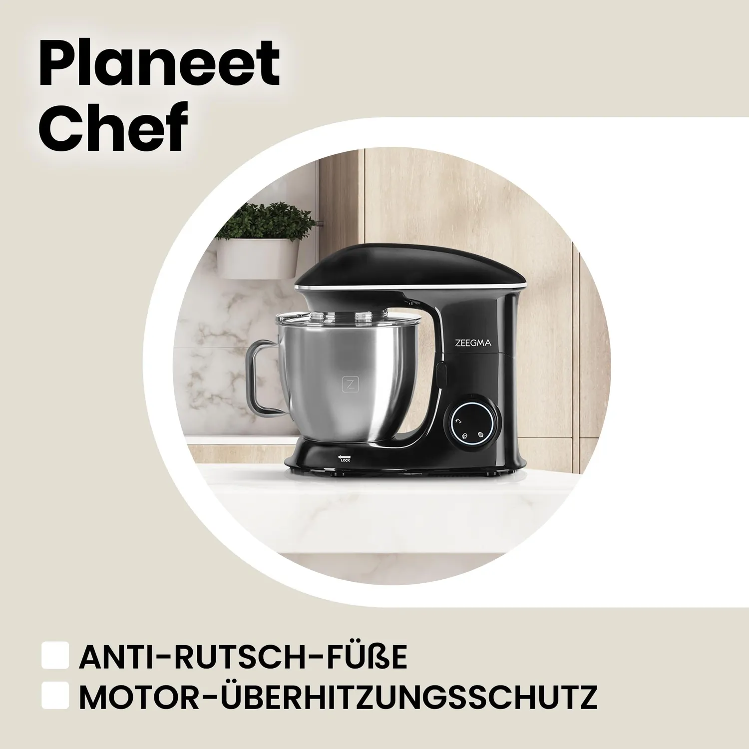 Zeegma Planeet Chef Küchenmaschine 6,5 L schwarz 1500 W