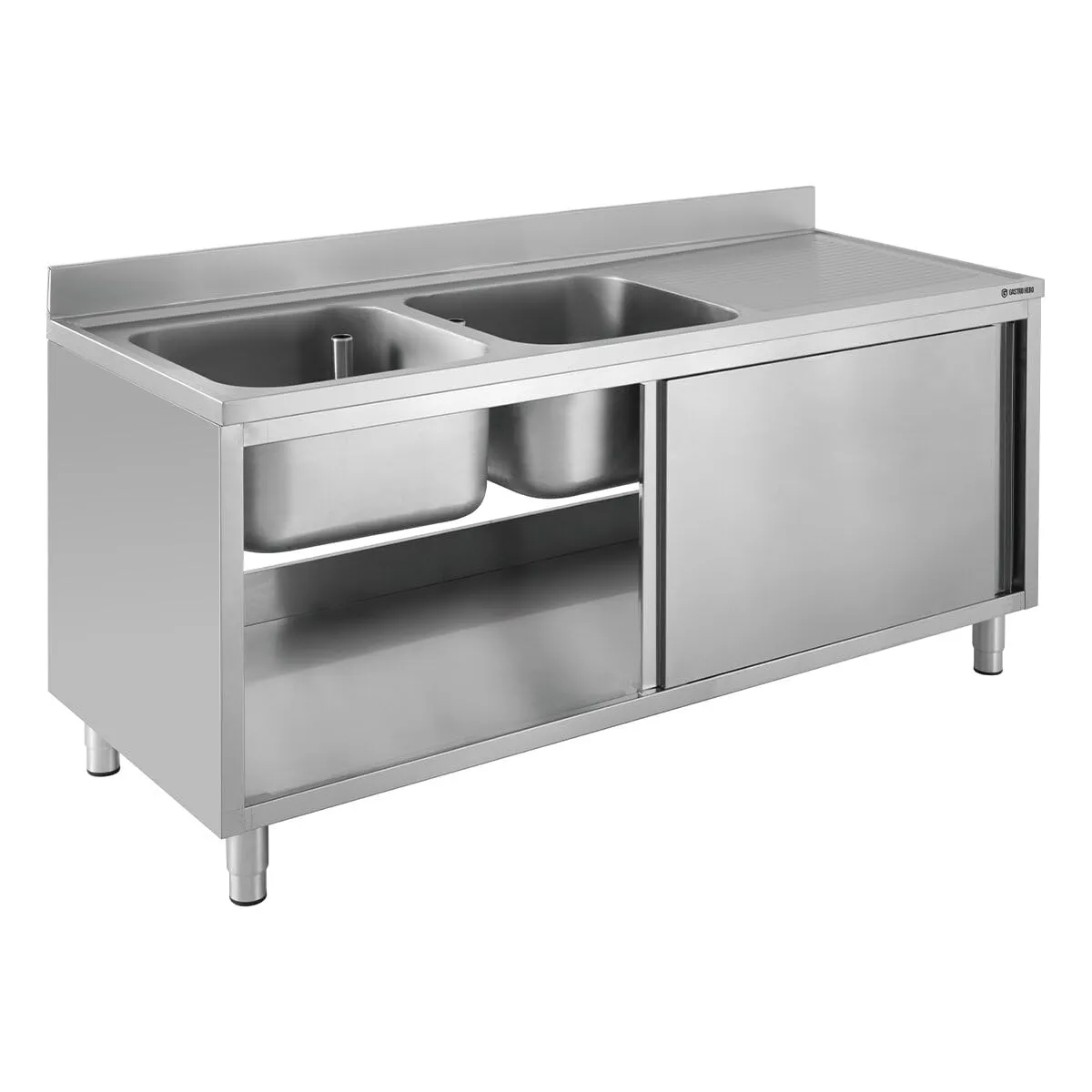 GastroHero Eco 18x7 Spülschrank 2 Becken links Edelstahl