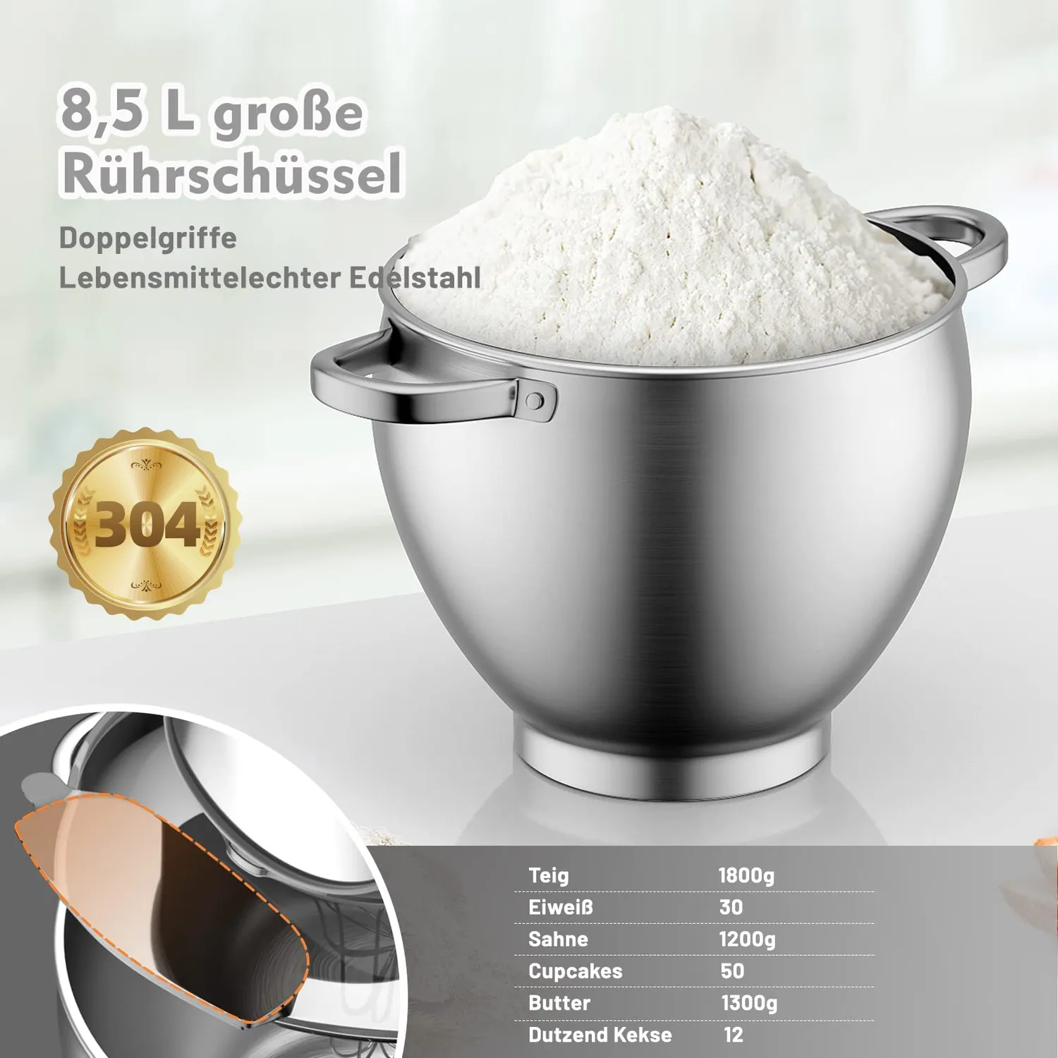Homelux 626 Silver Küchenmaschine 10 L 2000 W