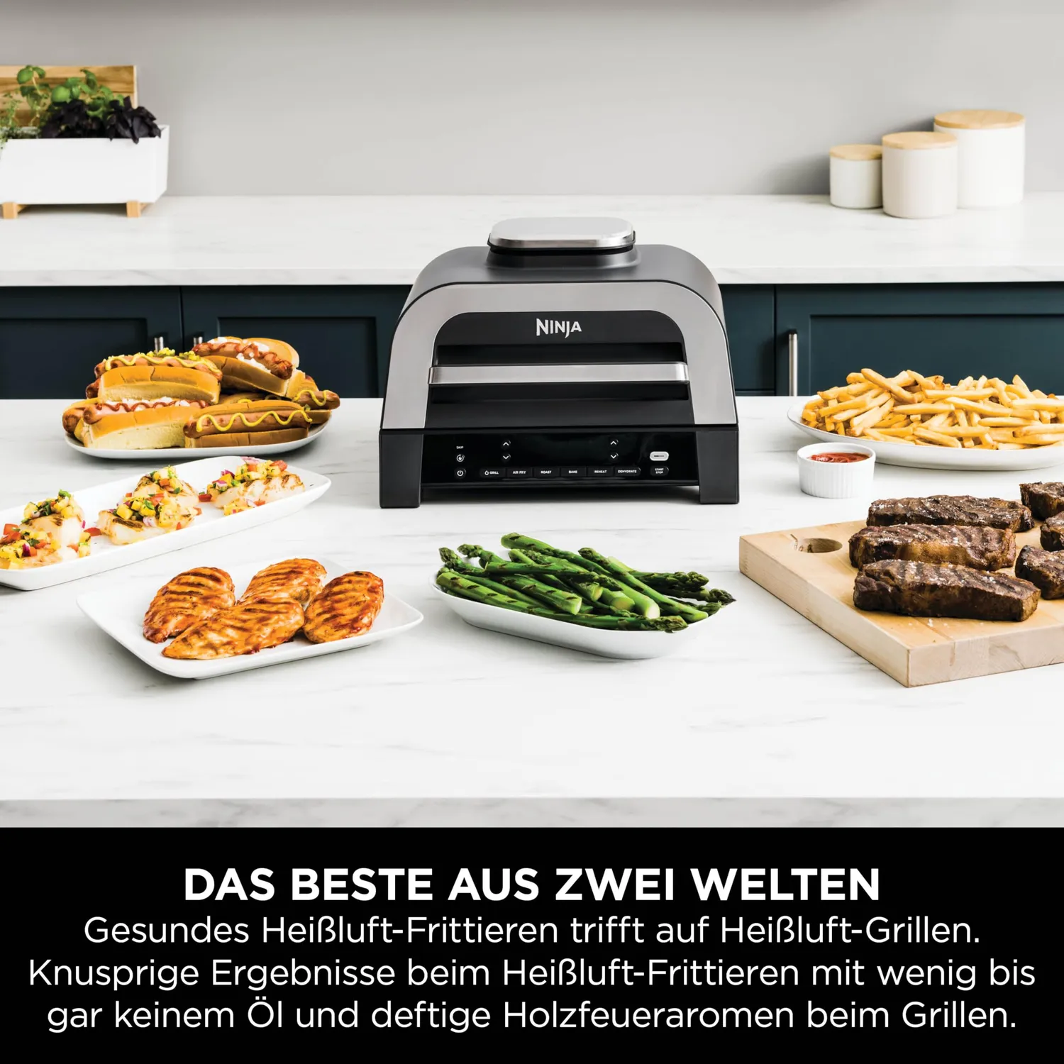 Ninja MAX 6-in-1 Heißluftfritteuse 3,8 L Schwarz mit Thermometer