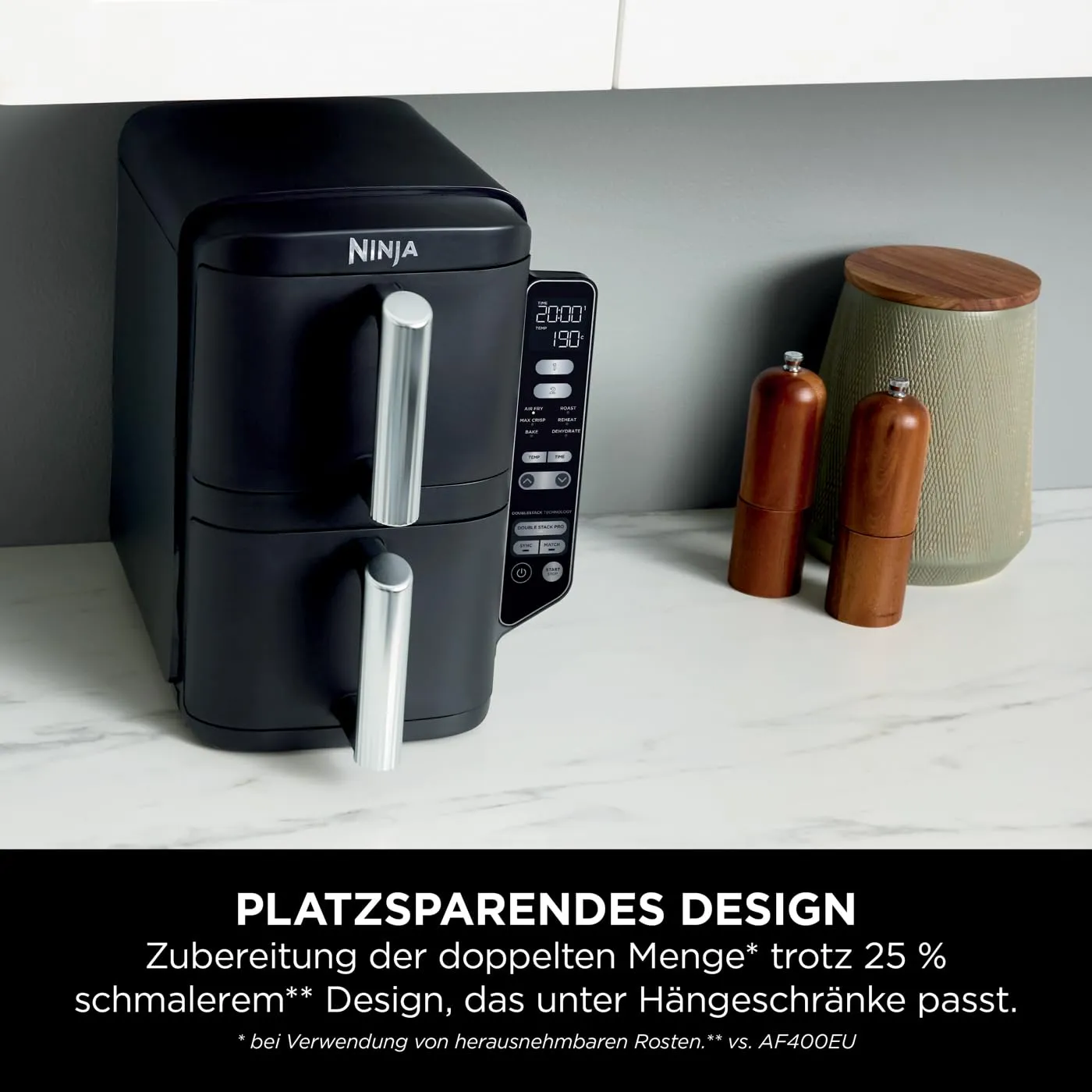 Ninja Double Stack Heißluftfritteuse 7,6L Schwarz 6 Portionen