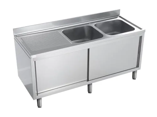 GastroHero Eco 14x6 Spülschrank 2 Becken rechts 140cm