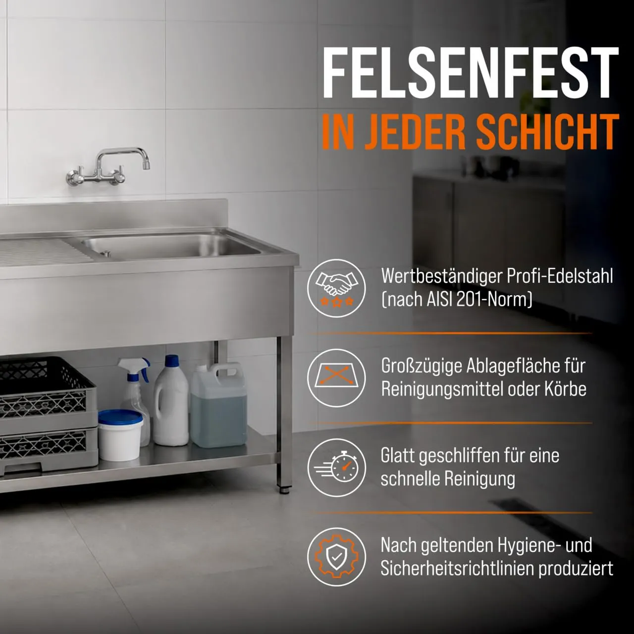 GastroHero SPT-BASIC10X7R Spültisch 100x70 cm Becken rechts