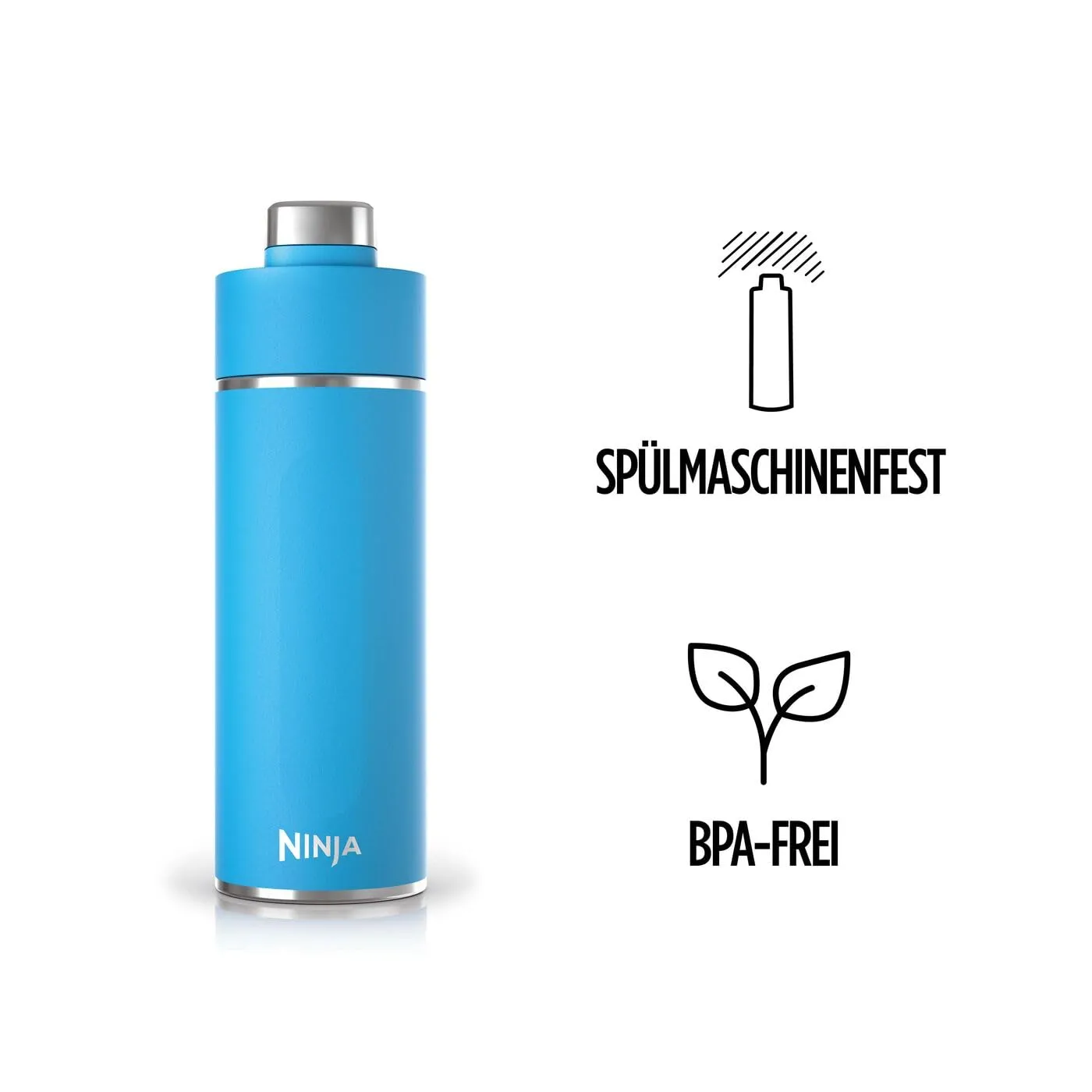 Ninja Thirsti Wasserflasche 530ml Tropenblau isoliert