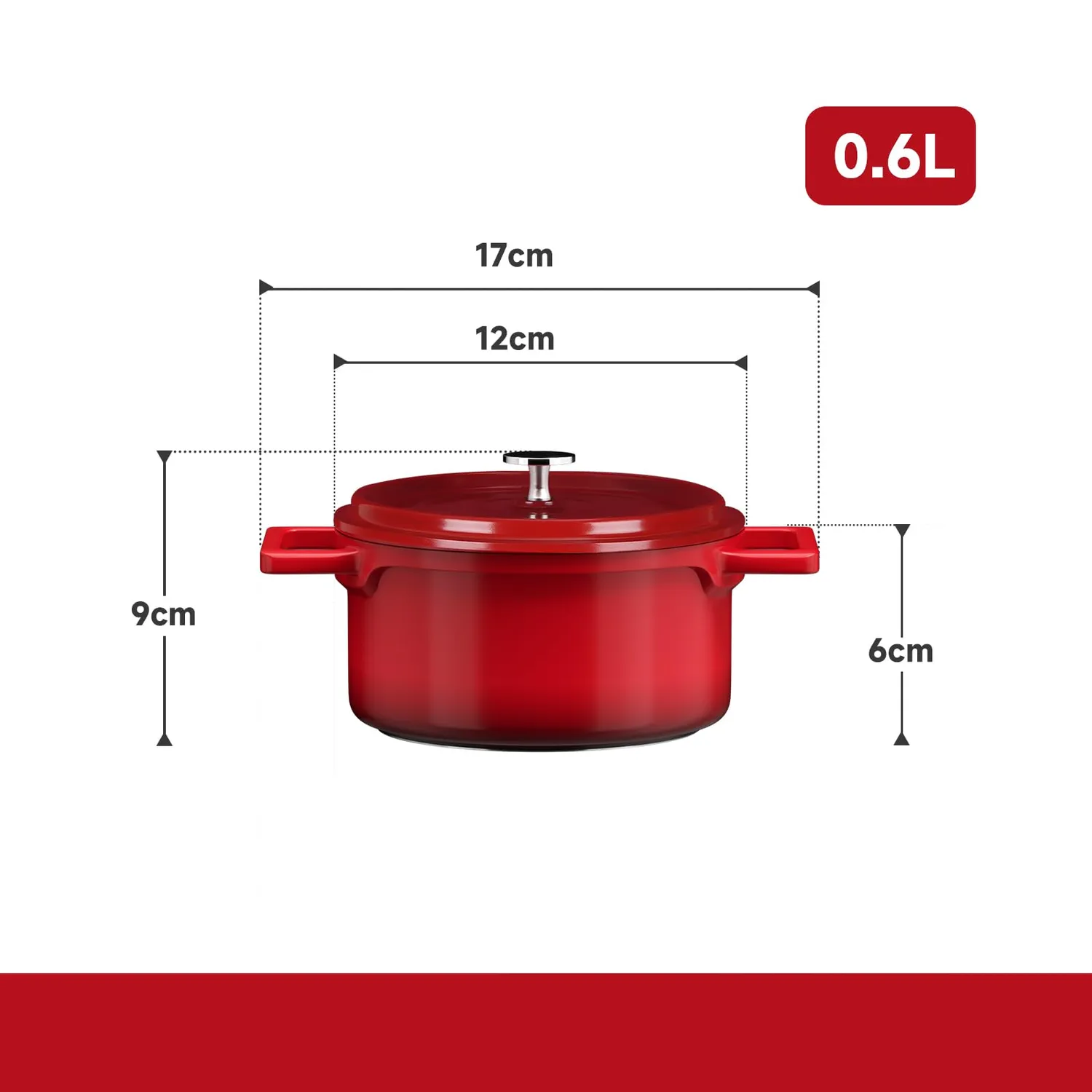 HOMELUX Kochtopf 12 cm 0,6 L Antihaft mit Deckel