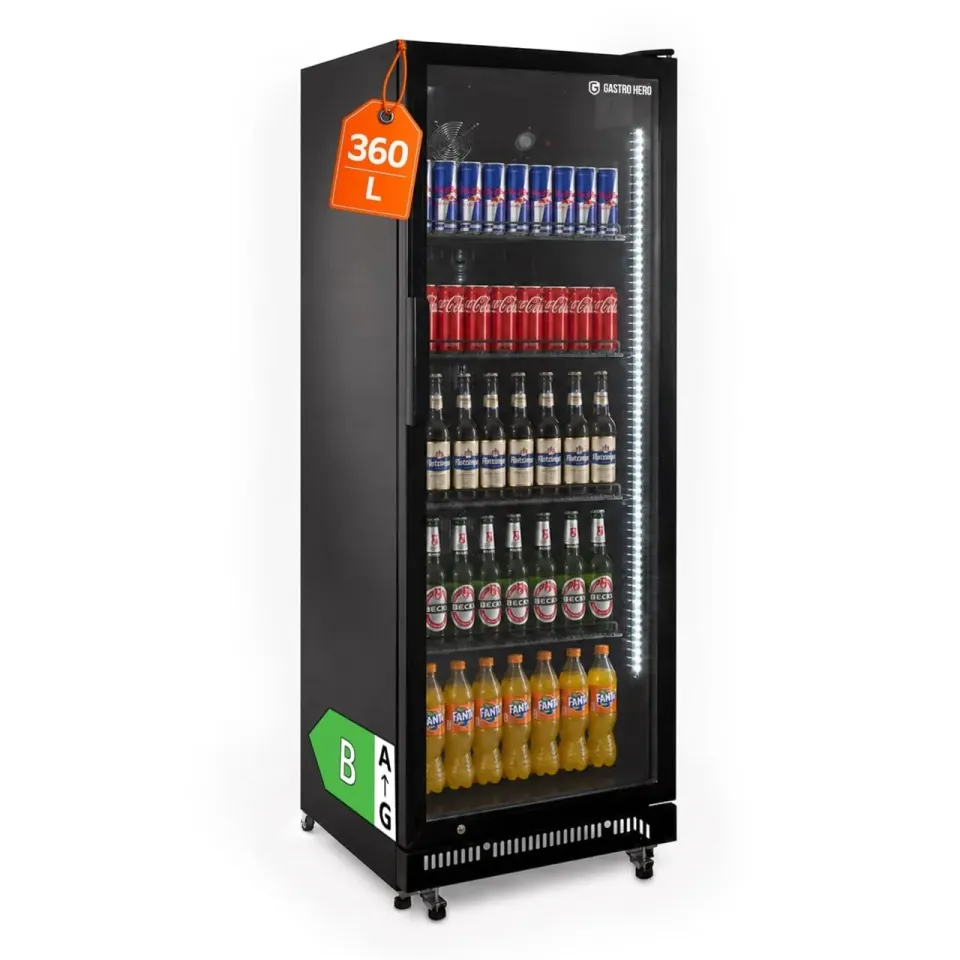 GastroHero GKSE360 Getränkekühlschrank 360L Schwarz