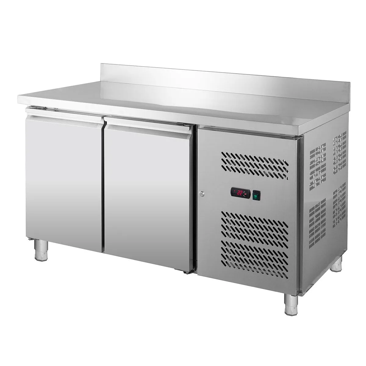 GastroHero GNH2200TN Kühltisch 2-türig Edelstahl Aufkantung