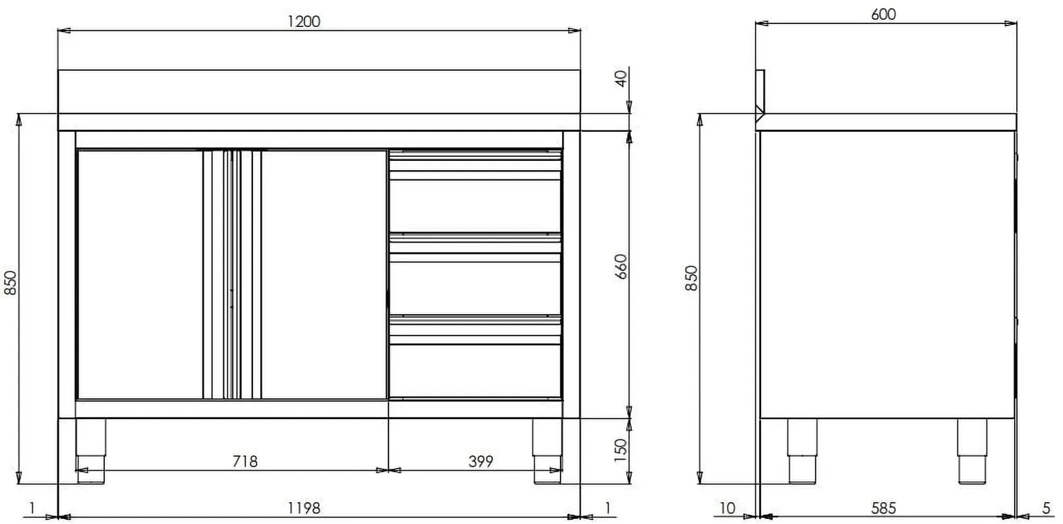 GastroHero ASS3SR-ECO12X6A Arbeitsschrank 120x60 Aufkantung