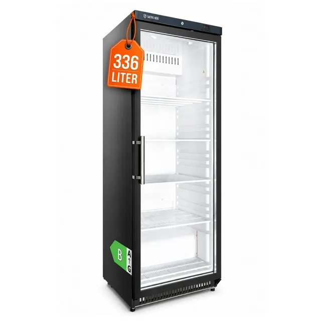 GastroHero ECO LKSE400BG Lagerkühlschrank 336 L Glastür